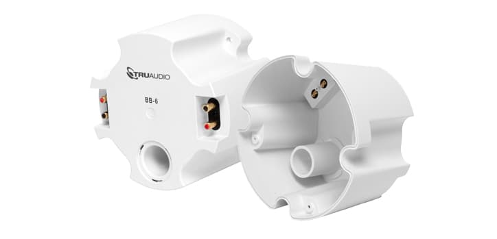 TruAudio TruAudio White ABS plastic back box. Gold binding posts. Fits models: LC-6, CP-6. BB-6