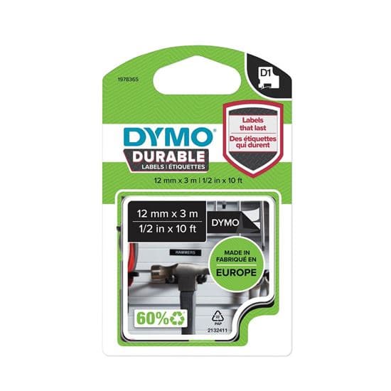 Dymo DYMO Genuine D1 Extra-Strength Durable Labels. 12mm x 3m white 1978365