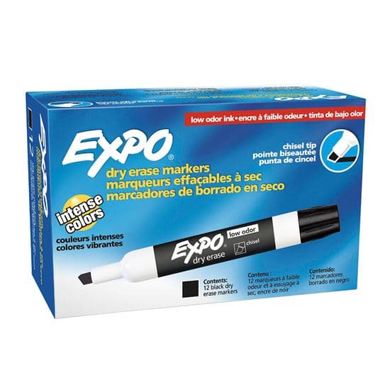 Expo EXPO Dry Erase Markers Chisel Tip. 12-Pack. Black Colour. 80001