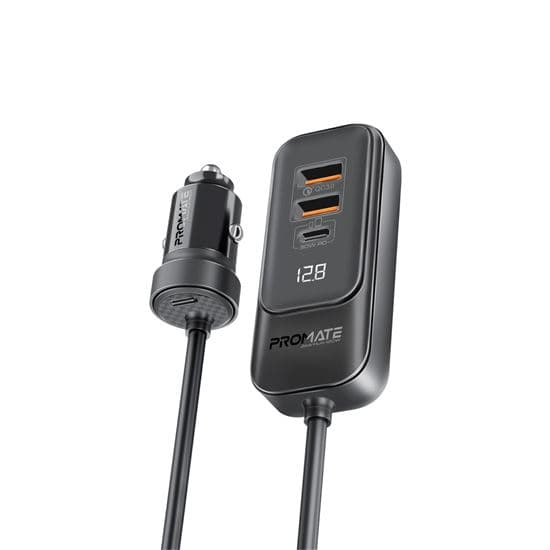 Promate PROMATE 120W In-Car Device Charger with Backseat 3 Port Charging Hub. GEARHUB-120W