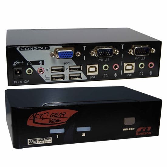 Rextron REXTRON 1-2 Automatic VGA/USB KVM Switch. Share 1x USB Keyboard/Mouse KAAG112-BK