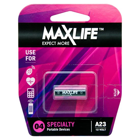 MAXLIFE A23 Alkaline 12V Battery. 1Pk. thumbnail 1