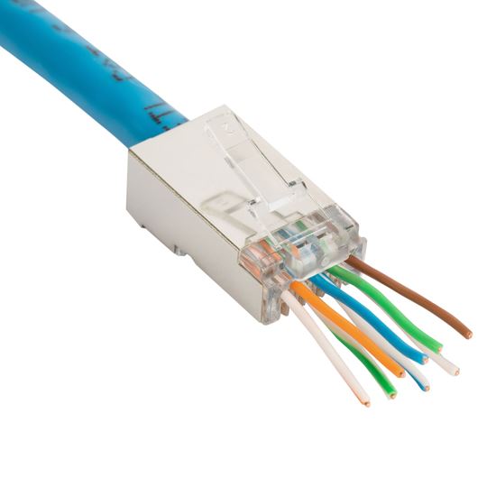 DYNAMIX Cat6 STP Internal Ground Push Through Plug, 50u 100pc Jar. thumbnail 1